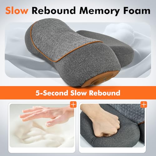 Neck Massager with Heat,3-in-1 Neck Massager Pillow,Ergonomic Cervical Pillow for Neck Back Shoulder Pain Relief,Portable Ergonomic Design,Rechargeable Neck Pillow, Gift for Women/Men