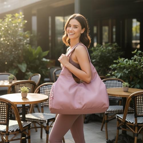 Forestfish Gym Bag For Women With Shoes Compartment & Wet Dry | Compact & Lightweight, Water Resistant, Use as Yoga bag, Pilates bag, Duffel bag - color: Pink
