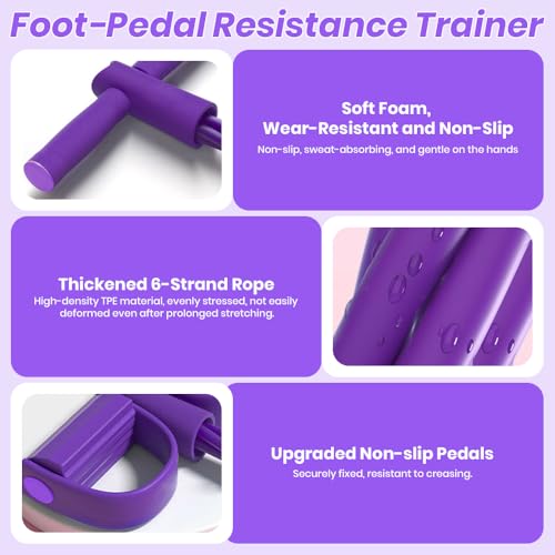 Resistance Bands Set for Women, 7-Piece Resistance Bands with Handles, Figure-8 Band & 5 Yoga Loop Bands, Medium Resistance for Home Gym, Pilates, Yoga, Stretching & Strength Training - color: Purple