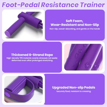 Resistance Bands Set for Women, 7-Piece Resistance Bands with Handles, Figure-8 Band & 5 Yoga Loop Bands, Medium Resistance for Home Gym, Pilates, Yoga, Stretching & Strength Training - color: Purple