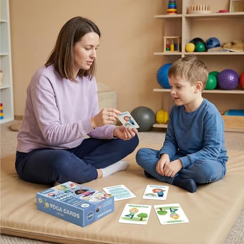 Yoga Cards for Kids - 75 Yoga Meditation Mindfulness Cards for Beginners, Mindful Sensory Play Activities, Exercise Flashcards, Self Regulation Classroom Therapy Suppliesv Autism Special Needs
