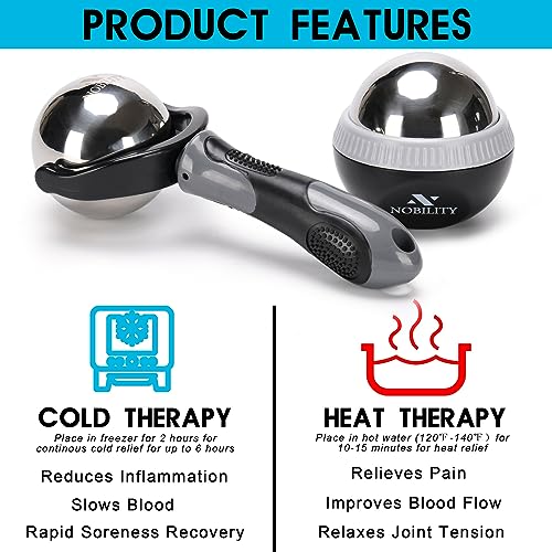 Nobility Massage Ball Roller– Ice Cold and Hot for Deep Tissue and Sore Muscle Relief of Stiffness and Stress, Body, Neck, Back, Foot, Plantar (Grey) - color: Grey