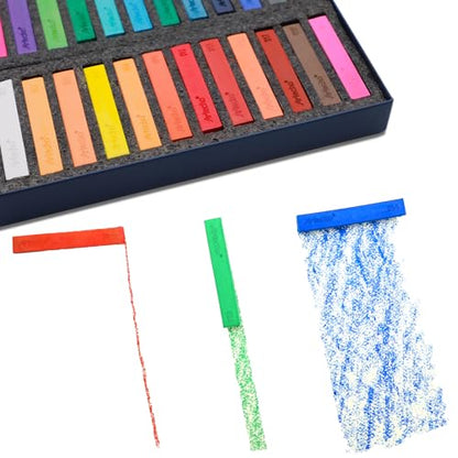Artecho 24pcs Soft Pastels, Square Chalk | Drawing, Blending, Layering, Shading - style: 24 colors long