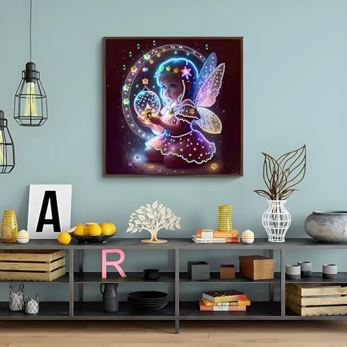 Shouruihua Diamond Painting Kits for Adults, Cute Angel Diamond Art Kits | Gem Art, Diamond Dotz Kits, Diamond Dots, Wall Art, Adult Crafts, Full Round Drill Diamond Painting Kits, 11.8x11.8 in - color: Cute Angel