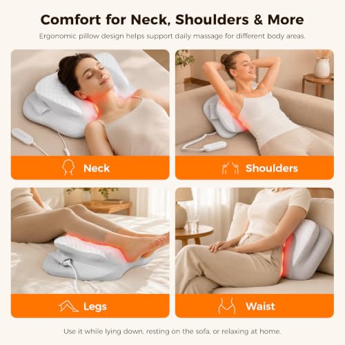 MEKZU Neck Massager Pillow with Heat, 4D Kneading Neck & Shoulder Massager