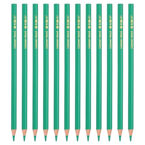 PATIKIL Sapphire Green Colored Pencils Set,12 Pcs Oil Color Pencils Wooden Coloring Drawing Pencil for Artists Art Painting - color: Sapphire Green