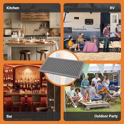 ZJWZLG Bar Mat 5.9"x11.8"(2Pcs) Non-Slip Rubber Bar Mat, Spill Proof & Flat Design,Easy to Clean Textured Surface for Home Bar,Coffee Station, Bartending - Protects Countertops & Glassware(Gray). - color: Gray, size: 6" x 12"