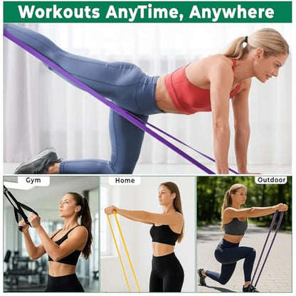 Resistance Band Sets with Accessories – 5 Level Pull Up Exercise Bands with Handles, Door Anchor & Carry Bag | Workout Bands for Strength Training, Home Gym & Fitness