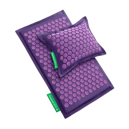 Pranamat Acupressure Large Mat and Pillow Set, Premium Acupressure Therapy for Pain Relief and Relaxation, Handcrafted in Europe with Sustainable and Natural Materials (Lavander) - color: Lavander