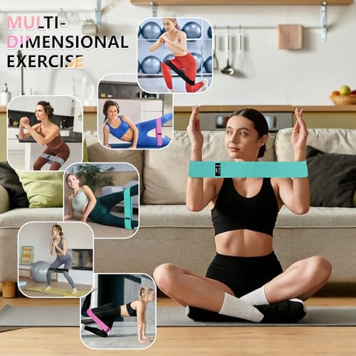 Resistance Bands for Working Out, 4 Levels Exercise Bands for Women & Men, Elastic Workout Band for Physical Therapy, Fabric Booty Band for Gym, Yoga, Pilates, Leg Training - color: Green & Pink & Grey & Black