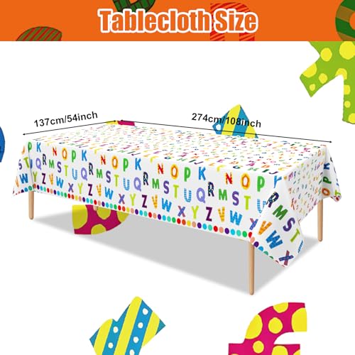 3Pcs Alphabet Plastic Tablecloth, 54 x 108 Inch Educational ABC Alphabet Party Table Cover for Early Learning, Boys and Girls Birthday Party Supplies - color: Alphabet