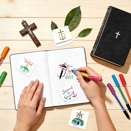72 Pcs Christian Cross Stencils for Painting Set, Reusable Religious Jesus God Painting Templates - Christ Stencil Crafts Drawing Templates for DIY Scrapbook, Home Wall Murals, Canvas Wood Signs - style: Christian