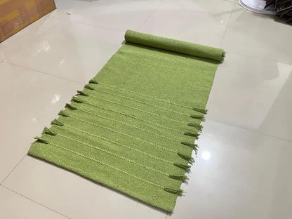 Payal Rugs Cotton Yoga Mat - Eco-Friendly Hand-Woven Rug - Non Slip & Thick (24”x72”x5mm) for Yoga Everyday Fitness at Home - Comfortable Extra-Long - color: Green