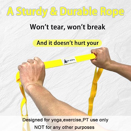Stretching Strap Yoga Strap with Loops for Physical Therapy, Non-Elastic - color: Yellow