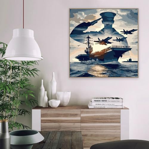 TCDZMYGS Paint by Numbers Kit for Adults,Soldier Paint by Number 16x16 in | Paint by Number for Beginner,Adult Paint by Number,HD Color Canvas,DIY Tool Kits,Stress Relief Craft,Great Gift,Without Frame - color: MT6291
