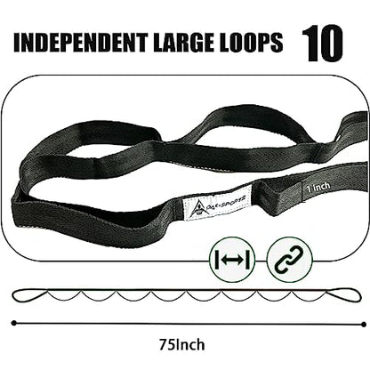 Stretching Strap Yoga Strap with Loops for Physical Therapy, Non-Elastic - color: Purple+Black
