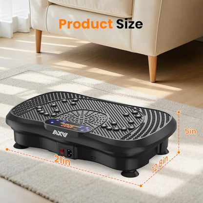 AXV Vibration Plate Fitness Platform Exercise Machine Body Vibrating Board | Curved Design Powerful 200W Bluetooth Oscillating Shake Plate for Lymphatic Drainage Recovery Whole Body Toning With Handles - color: SLIM.DEEPBLACK