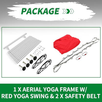 KUAFU Yoga Stand with Yoga Swing Inversion Portable Stand Yoga Frame Yoga Sling Inversion Equipment Steel Silvery for Indoor and Outdoor Triangle Structure