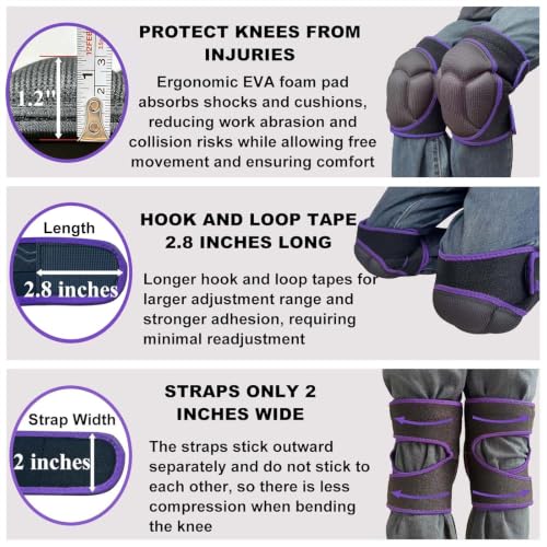 Men/Women Work Knee Pads with Adjustable Straps, Purple S (1 Pair) - color: Purple, size: Small