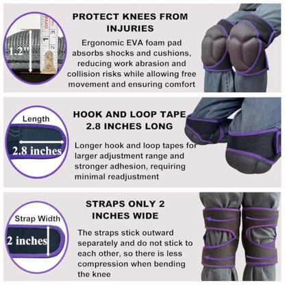 Men/Women Work Knee Pads with Adjustable Straps, Purple S (1 Pair) - color: Purple, size: Small