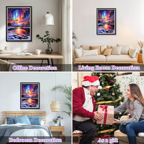 MAXBYE Diamond Art Kits for Adults, Starry Sky Lake Bedazzling Dot Painting for Adults，5D Full Drill Gem Art Painting Kit, Easy DIY Craft for Stress Relief 12x16in - color: ZD051