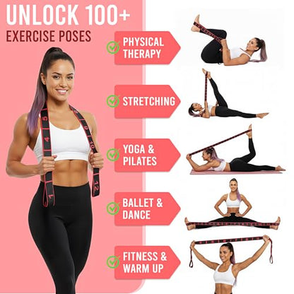 Resistance Bands, Stretch Band for Exercise, Physical Therapy, Rehab & Flexibility, Home Gym Equipment for Yoga, Pilates, Dance, Gymnastics, Number Loop Elastic Strap for Leg and Hip Stretches - color: Red Black