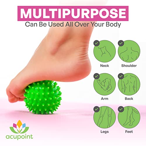 Acupoint Physical Massage Therapy Lacrosse Ball Set Ideal for Yoga Deep Tissue Massage Trigger Point Therapy and Myofascial Release Physical Therapy Back Foot Plantar Fasciitis (Spiky Ball) - style: Spiky Ball