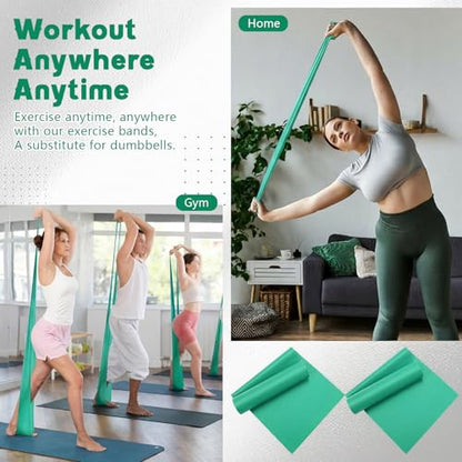 Shappy 10 Pack Resistance Bands, 5.4ft Long Exercise Band Bulk, Non-Latex Elastic Stretch Bands for Physical Therapy, Stretching, Rehab, Yoga, Pilates, Gym, Home Exercise - size: 28 lbs