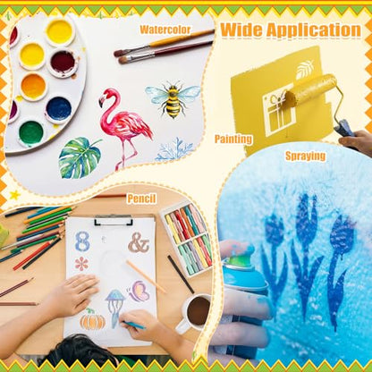 Fainne 100 Pcs 1.5 Inch Small Stencils for Crafts,Letter,Symbol | Reusable Painting Stencils for Wood Wall Card Making Scrapbooking Journaling, Portable Craft Templates - style: Letter,Symbol