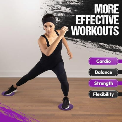 Gliding 9” Sliders for Working Out on Any Floor, 1 Pair + 4 Videos - color: Purple