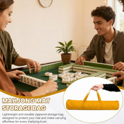 34-Inch Mahjong Mat Bag, Heavy-Duty Canvas Carrying Bag with Center Dual Handles & Smooth Zipper, Fits Mahjong Mat, Racks & Tiles, All-in-One Travel Storage Bag (Yellow) - color: Yellow