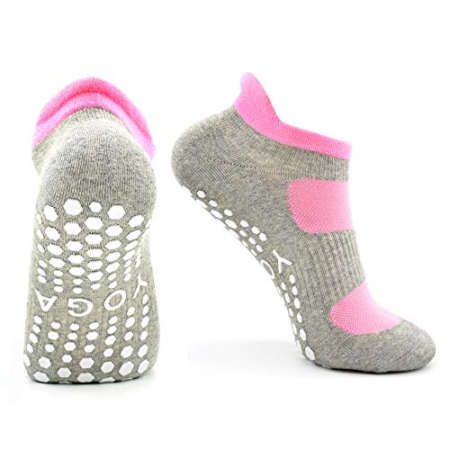 Busy Socks 2 Pack Women Ankle Non Slip Yoga Pilates Grip Socks with Cushion | Anti Skid Slipper Arch Support Socks for Barre Bikram Dance Trampoline Fitness Hospital Home Floor Walking Jogging Cardio - color: 2 Pairs Gray