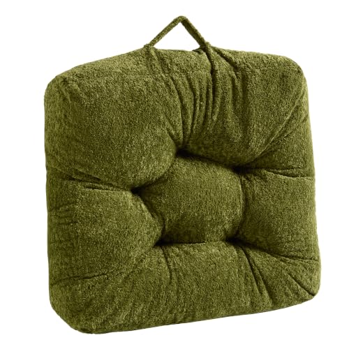 Floor Pillow, Large Meditation Sitting Cushion with Handle | for Tatami, Living Room, Yoga Use for Adults and Kids (1, Square, Green, 22" x 22" x 6") - color: Square, Green
