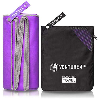 VENTURE 4TH 퀵 드라이 여행용 타월, 울트라 소프트 극세사 - 3가지 사이즈 - color: 퍼플 그레이., size: 72.00" x 31.50"