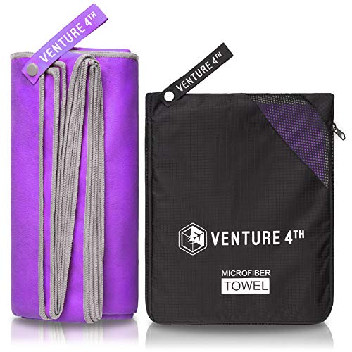 VENTURE 4TH 퀵 드라이 여행용 타월, 울트라 소프트 극세사 - 3가지 사이즈 - color: 퍼플 그레이., size: 60.00" x 31.50"