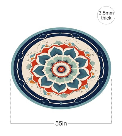 nuveti Large Meditation Mat Non Slip Round Yoga Mat Natural Rubber with Sueded Surface Exercise Mat Perfect for Meditating, Stretching, Yoga（140CM X 3.5MM Thick) - color: YunLuoShengHua