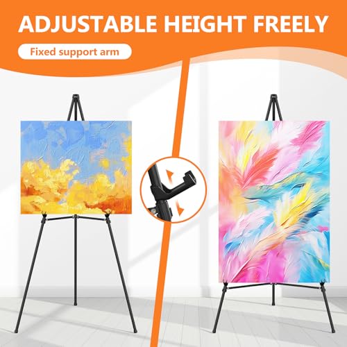 Easel Stand for Sign Portable,66" Easel Display Stand Metal, Adjustable Easels for Display,Wedding Signs, Posters-Black(2 Pack) - style: 2 Pack