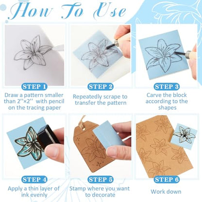 Frienda 24 Pcs 2" x 2" Rubber Carving Blocks Linoleum Blocks for Printmaking, Stamp Making, DIY Crafting, Scrapbook, Painting, Soft and Easy to Carve (Light Blue) - color: Light Blue