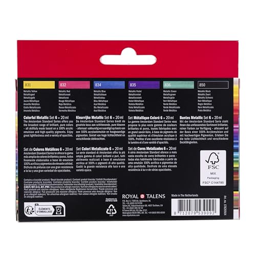 Amsterdam Standard Series Acrylics - Set of 6, Colorful Metallic, 20 ml Tubes