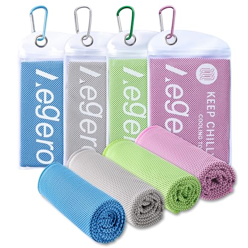 4Pack Cooling Towel 40"x12" Cooling Neck Wraps,Soft Breathable ChillyTowel - color: Light Blue/Green/Pink/Grey