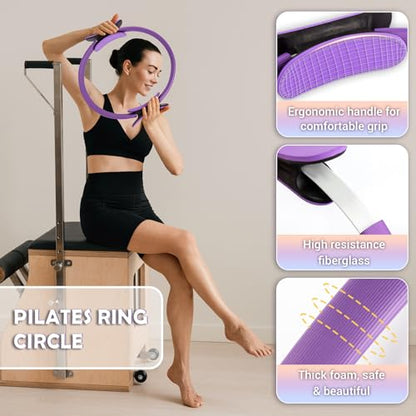 Pilates Ring Set for Women, 12" Pilates Ring and Ball Set with Resistance Bands for Home Workouts, Portable Pilates Kit with Bag & 2 Training Poster for Full Body Exercise