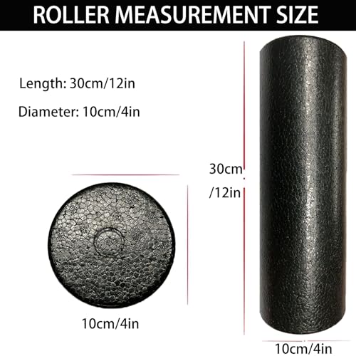 Hard Travel Size Back Roller, High Density Foam Roller for Exercise | 12" X 4" Round, Deep Tissue Muscle Massage Recovery, Fitness Workout Stretching Physical Therapy, Travel, Compact Size - color: Black