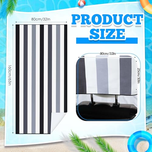 2 Pack Car Seat Towel Cover with Storage Bag, Black Vertical Stripes | 63 x 32 in Car Towel Seat Cover Non Slip Waterproof, Gym Workout Swimming Running, Machine Washable Sweat Absorbent Protector - style: Black Vertical Stripes