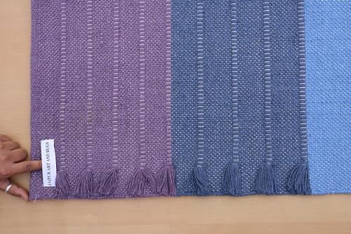 Jaipur Art & Rugs Cotton Yoga Rug - Eco-Friendly Hand-Woven Thick Mat (24”x72”x5mm) for Everyday Fitness at Home - Comfortable & Extra-Long - color: Multicolor 10