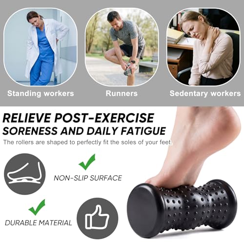 Lewtemi 6 Pack Massage Ball & Foot Roller with Spiky Lacrosse Peanut Massage Roller for Muscle Foot Arch Pain Deep Tissue Relieve Plantar Fasciitis