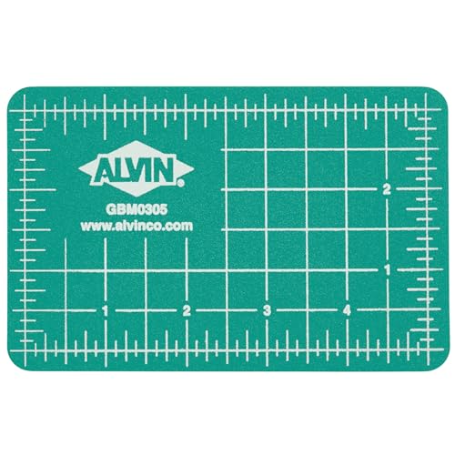 ALVIN GBM Self-Healing Cutting Mat 3.5 x 5 inch | Double-Sided Green/Black | 5-Layer Gridded Surface for Arts, Crafts and Sewing - Model GBM0305 - size: 5.5"L x 3.5"W