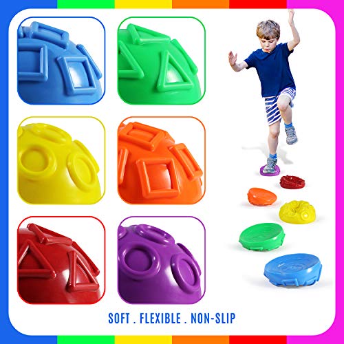 Yes4All Hedgehog Balance Pods for Exercise, Core Body Balancing, Balance Pods for Youth & Adults with Hand Pump - Set of 5 - style: E. Geometric - 6pcs