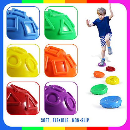 Yes4All Hedgehog Balance Pods for Exercise, Core Body Balancing, Balance Pods for Youth & Adults with Hand Pump - Set of 5 - style: E. Geometric - 6pcs