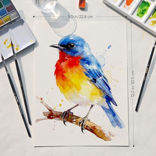 KOVIEDE Watercolor Paper Pad 9"x12" (2 Pack, 20 Sheets Each) - 140LB/300GSM Water Color Paper, Cold Pressed Sketchbook for Acrylic, Gouache & Pencil, Artist, Students, Art Supplies - color: Orange+Blue, size: 2 Pack - 9"x12"