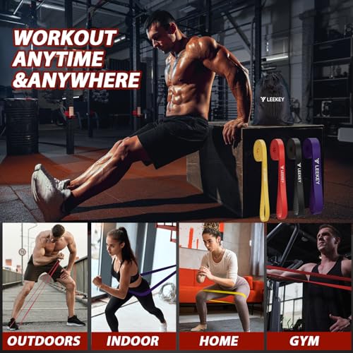 LEEKEY Resistance Bands for Pull Up Assist, Exercise & Workout Bands Set - color: 5-85LBS COLOR+Mini Bands
